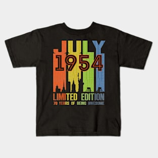 July 1954 70 Years Of Being Awesome Limited Edition Kids T-Shirt